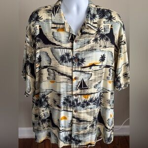 Vintage TOMMY BAHAMA 100% Silk Hawaiian Shirt - AOP Tropical Island Beach - XL